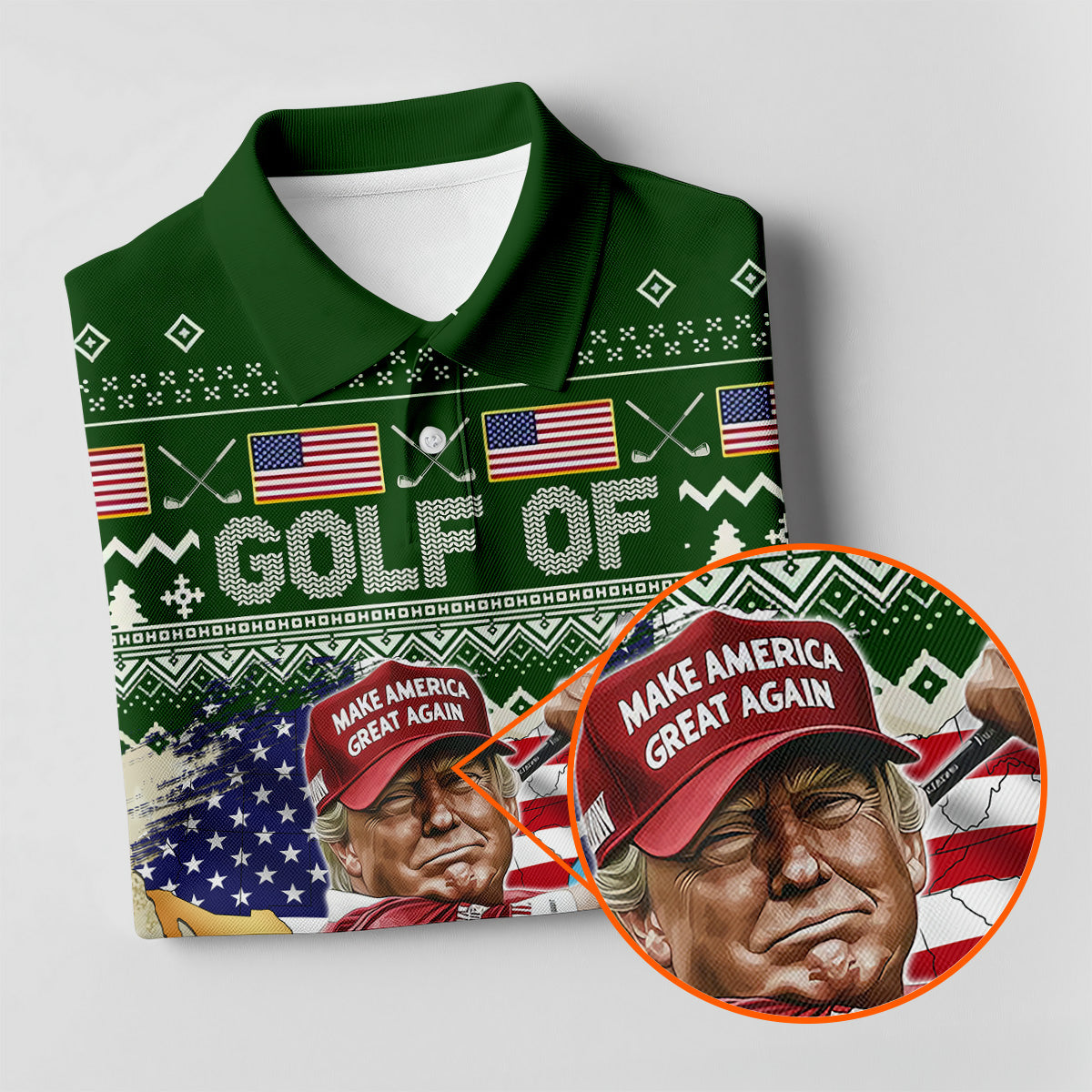 Trump Golf Of America Christmas Golf Shirt Funny Print Women's Golf Tops, Christmas Golf Shirt, Ladies Golf Polos