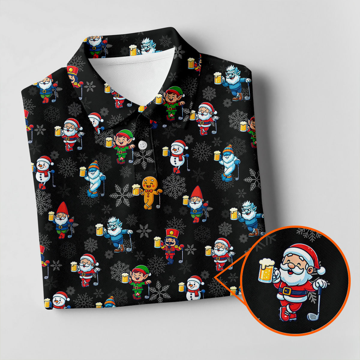 Classic Christmas Characters Black Golf Shirt, Christmas Golf Shirt, Women's Golf Tops, Ladies Golf Shirts