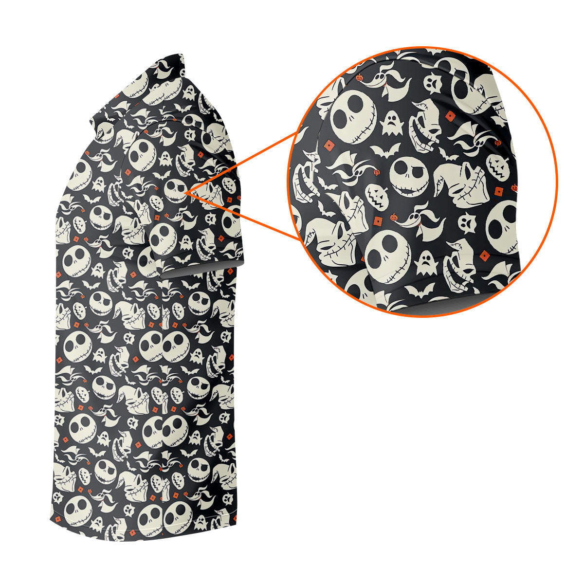 Nightmare Skull Golf Tops For Men, Horror Pattern Polo ShirtFor Men, Halloween Golf Shirt