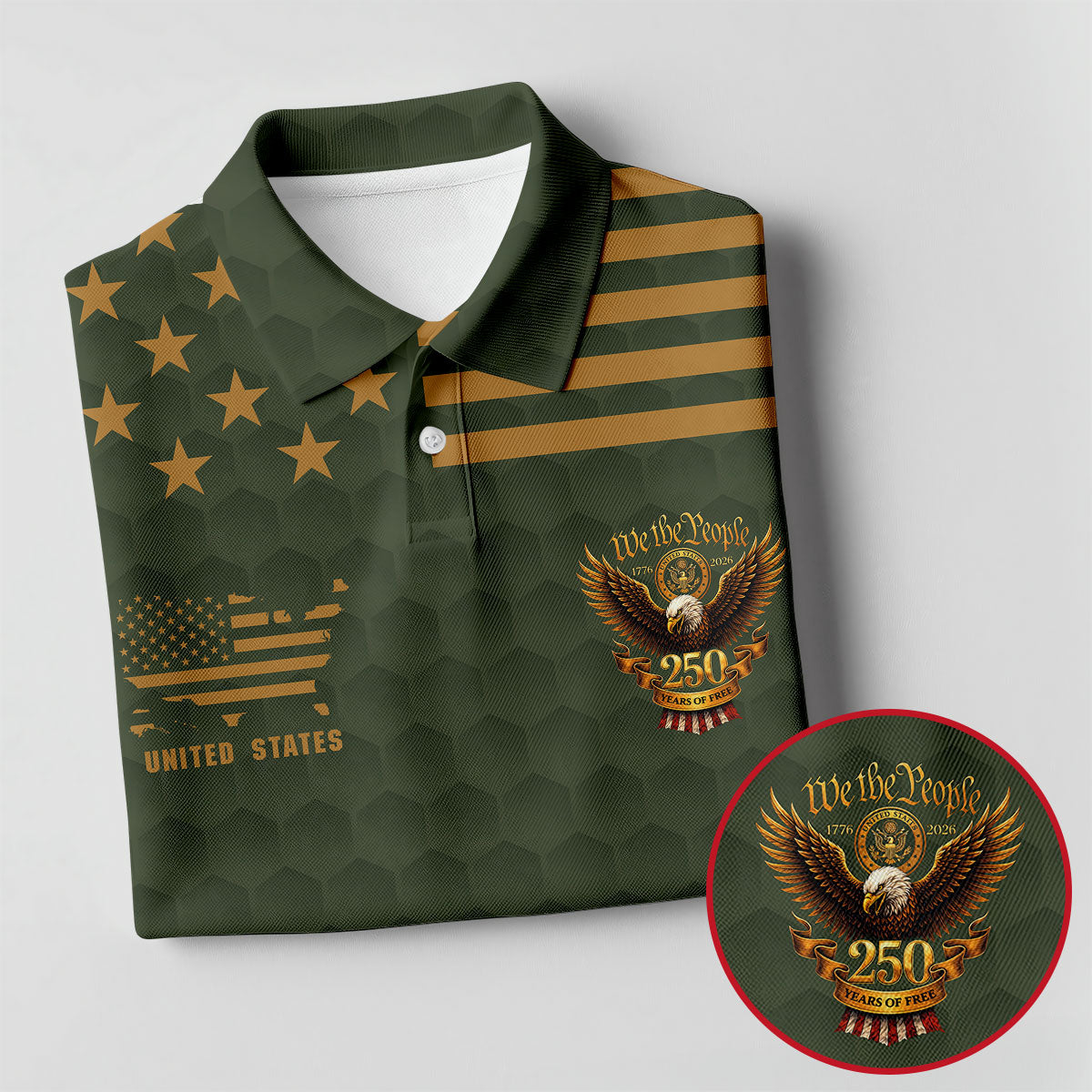 Army Veteran We The People 250 Years Of Free 4th Of July Golf Shirt, Golf Shirts For Men