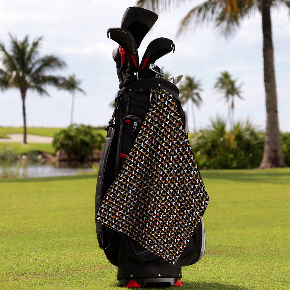 German Shepherd Christmas Golf Towels, Funny Snowman & Santa Dog Pattern Golf Towel, Xmas Golf Gift For Golfers