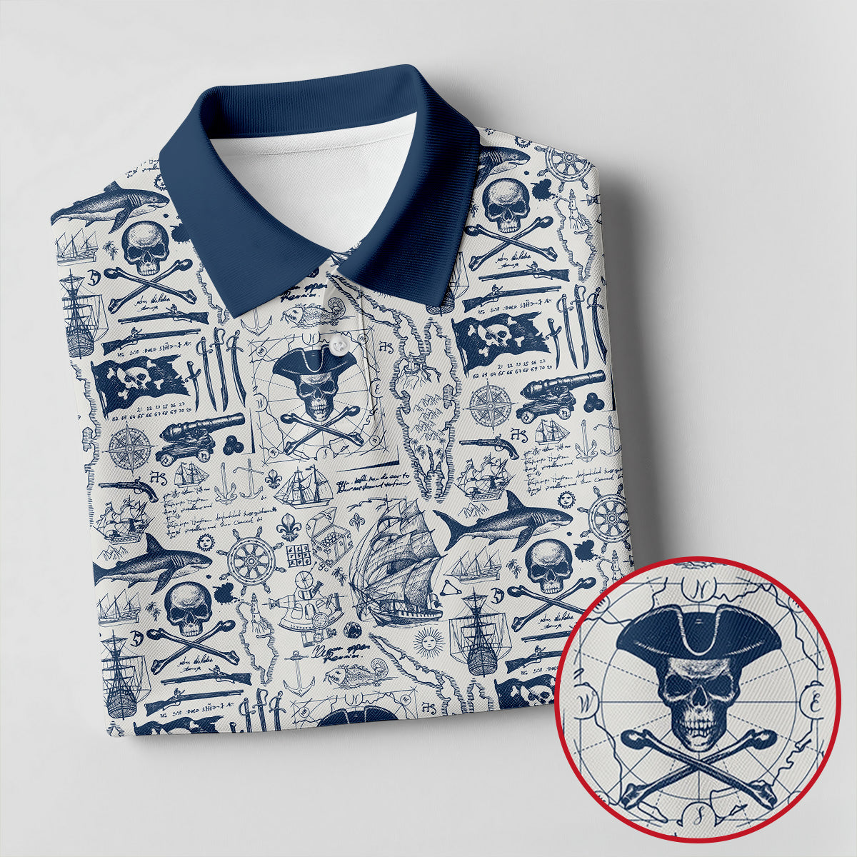 Skull Pirate Ocean Adventure Vintage Golf Shirt, Polo Shirt Men, Golf Shirts For Men