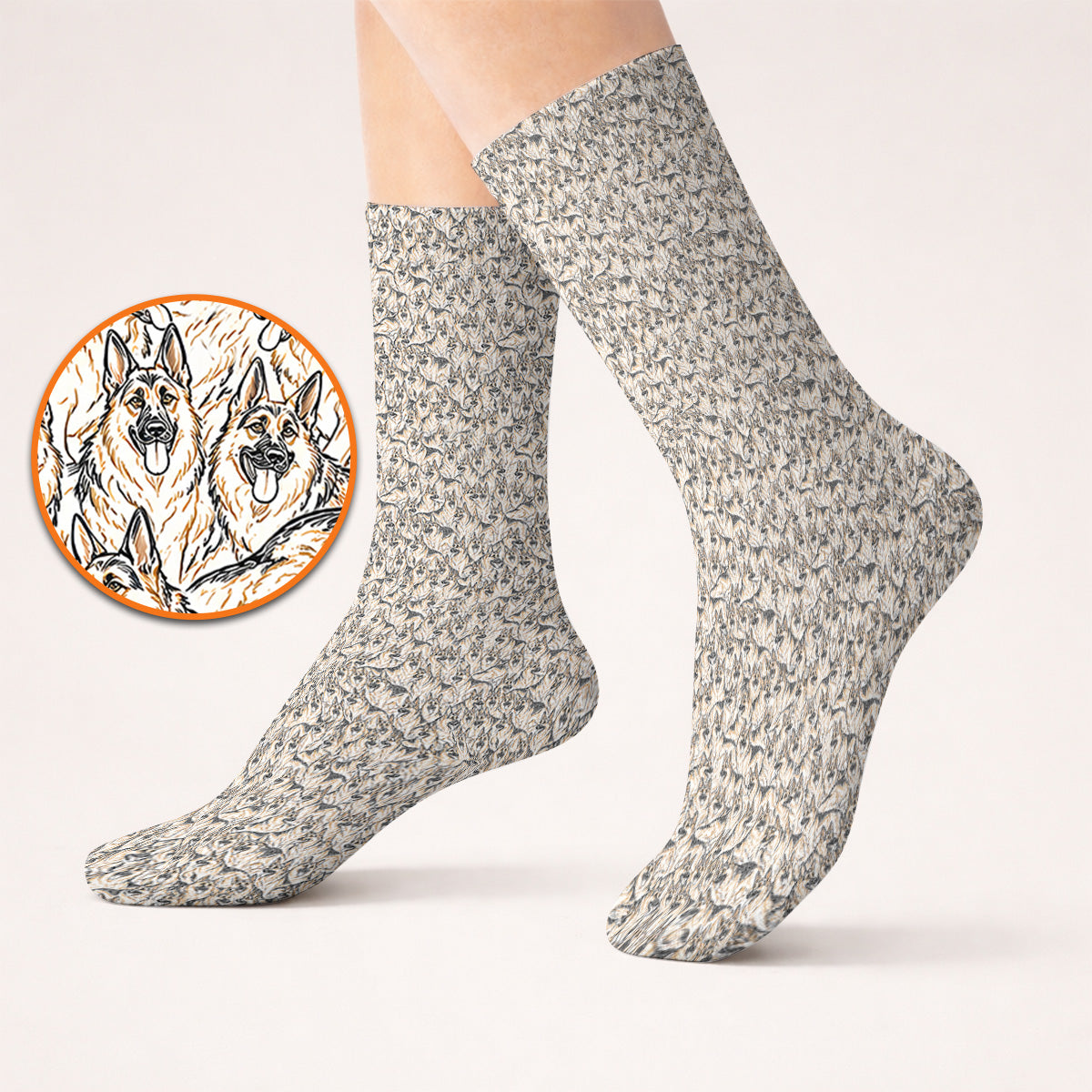 German Shepherd Golf Socks, Crazy German Pattern Golf Sock, Golf Gift For Golfers