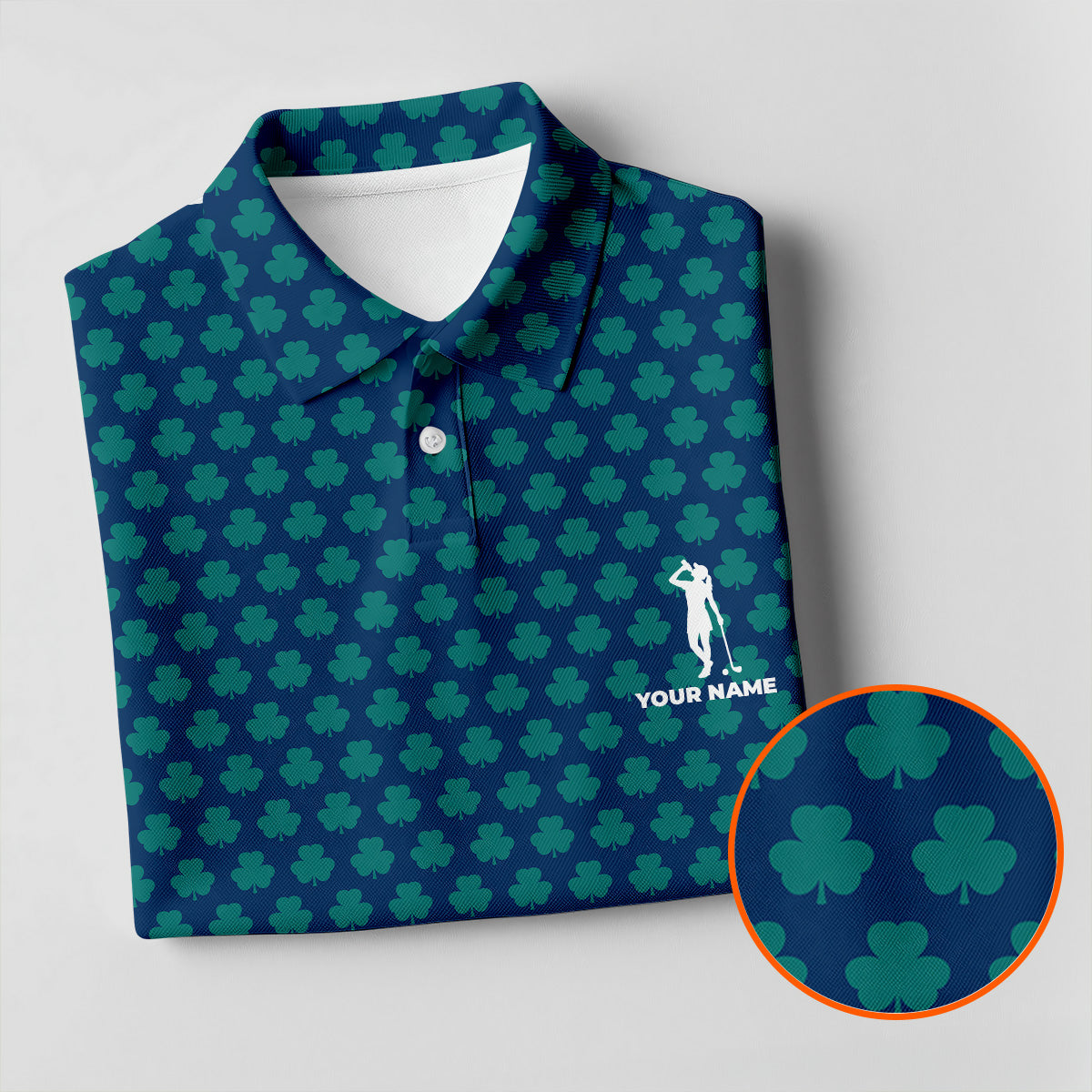 Three Leaf Clover Seamless Pattern St Patrick's Day Golf Shirt, Women's Golf Tops, Ladies Golf Polos