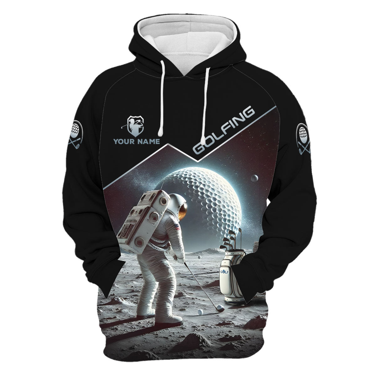 Outer Space Personalized Funny Men's Golf Polo ShirtChristmas Golf Gift