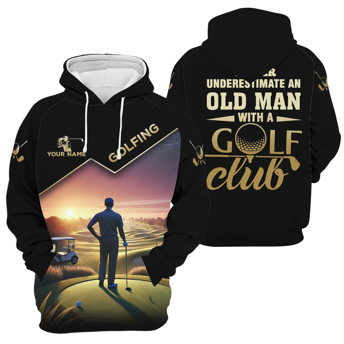 Never Underestimate An Old Man Personalized Men's Golf Polo ShirtChristmas Golf Gift
