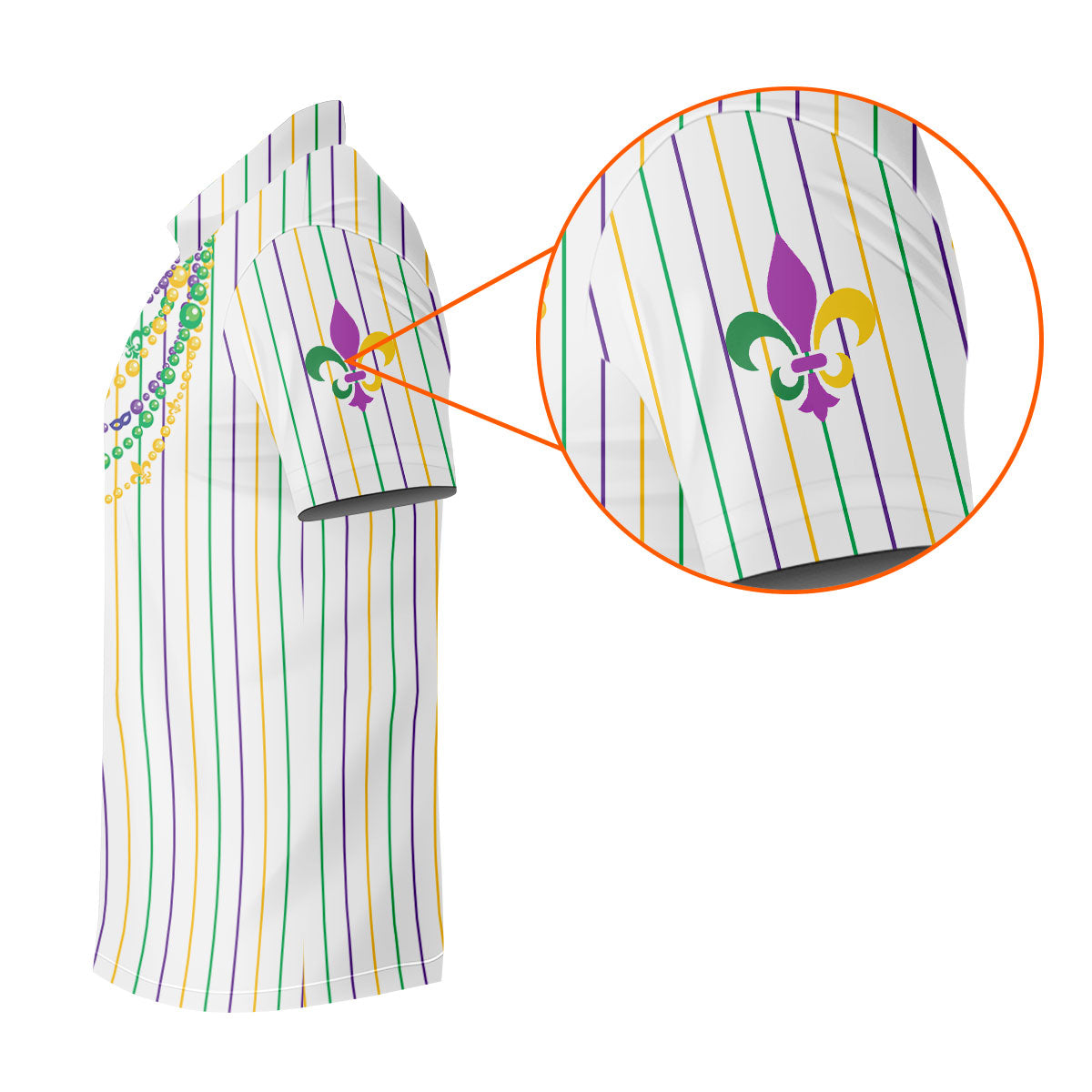 Mardi Gras Beads Necklaces Print White Golf Shirt, Golf Tops For Men, Polo ShirtFor Men, Golf Shirts For Men