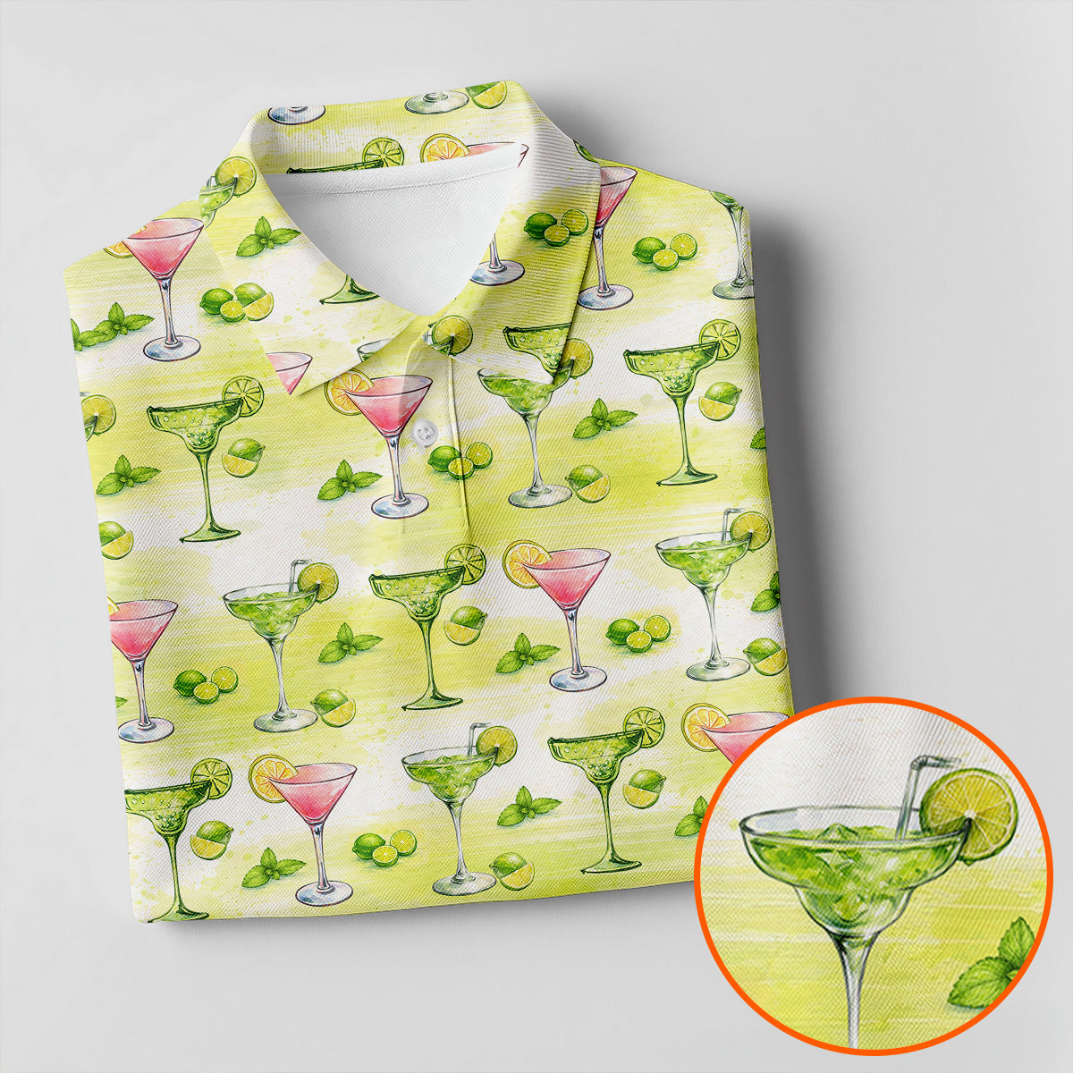Vintage Margarita Cocktail Lime Pattern Golf Shirt, Women’s Golf Polo, Golf Tops For Women