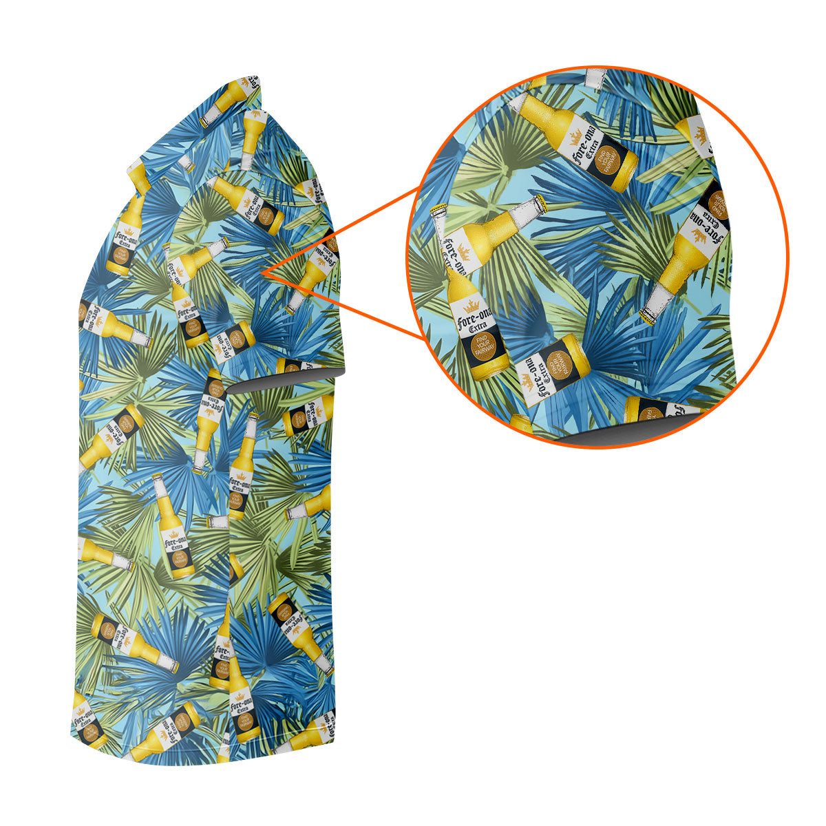 Funny Tropical Beer Bottle Pattern Golf Polo Shirt, Printed Golf Shirts, Mens Golf Apparel