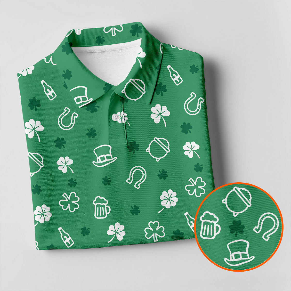 Leprechaun Hat Shamrock Beer Seamless Pattern St. Patrick’s Day Golf Shirt, Polo Shirt Men, Golf Shirts For Men