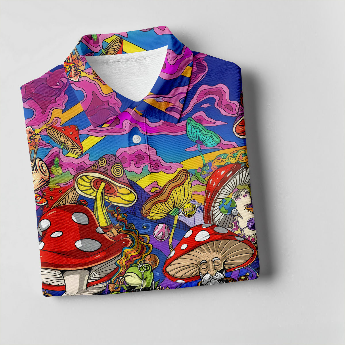 Psychedelic Mushroom Forest Fantasy Golf Polo, Women's Golf Polo, Printed Golf Shirt