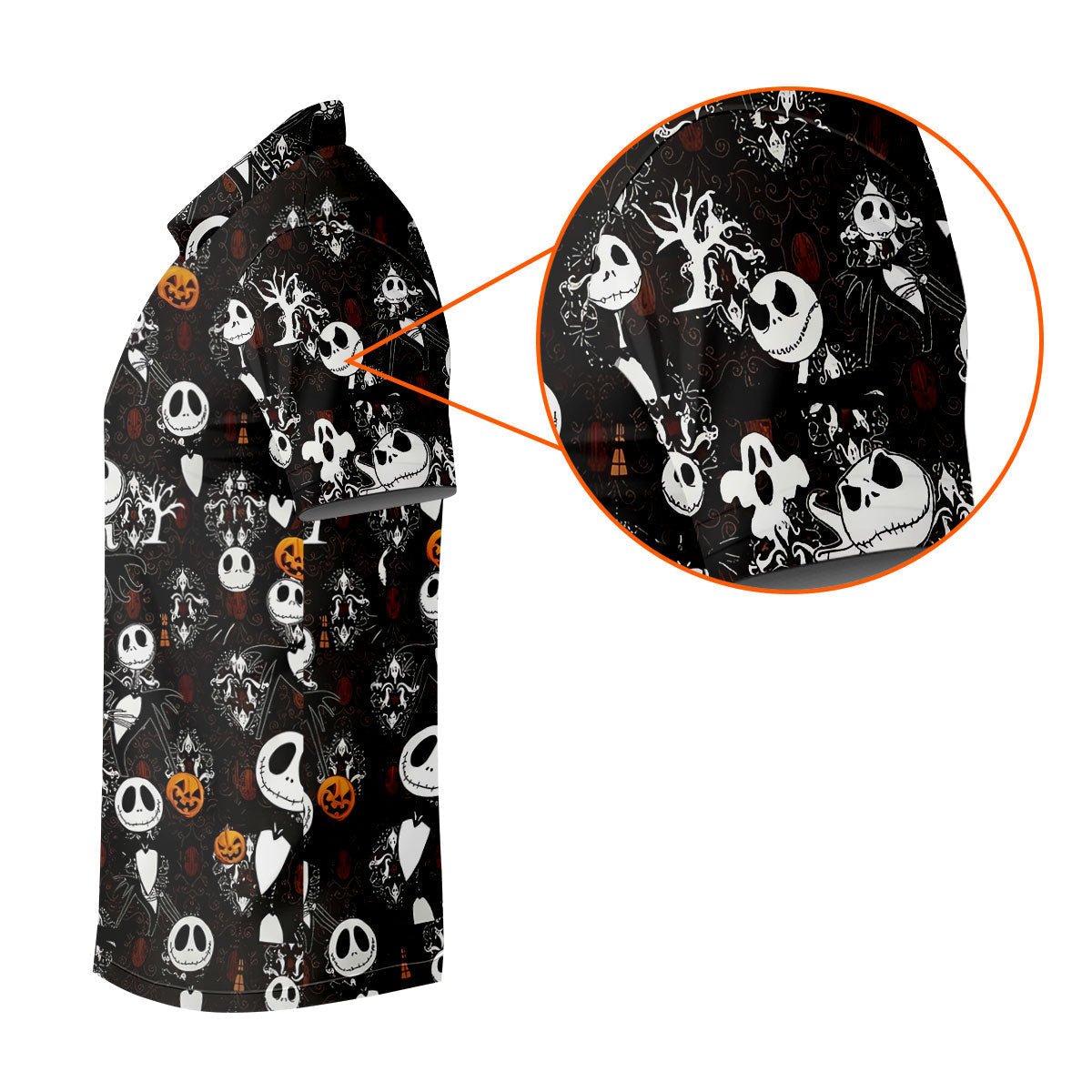 Halloween Pumpkin Skeleton Pattern Golf Polo Shirt, Hawaiian Golf Shirt, Mens Golf Apparel