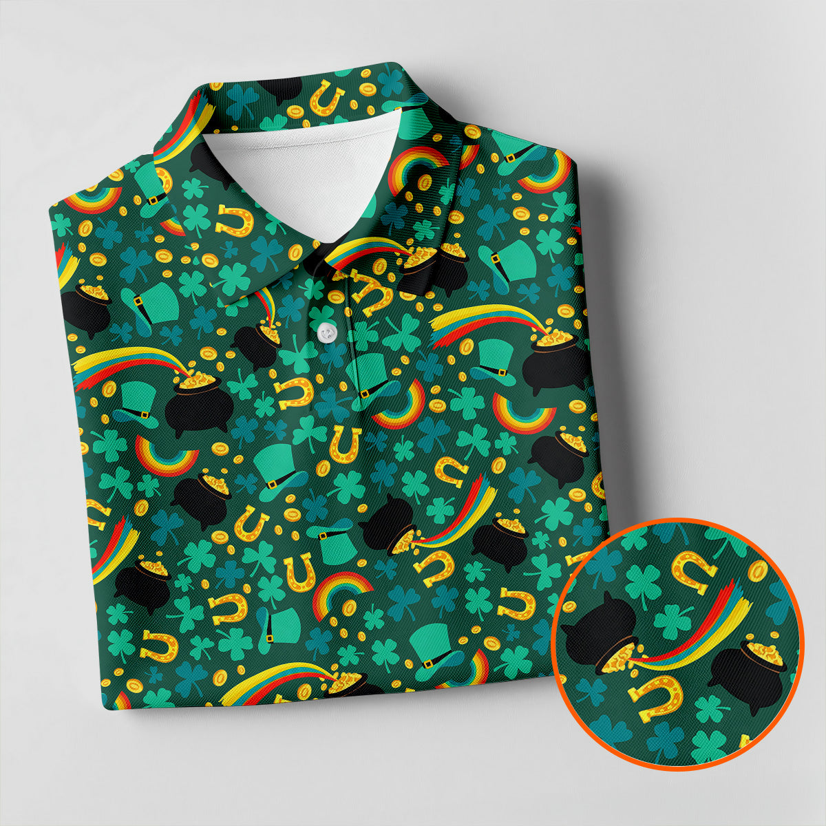 Shamrock Beer Lucky Four Leaf Clover St Patrick's Day Pot Of Gold Polo ShirtFor Men, Golf Gift For Men