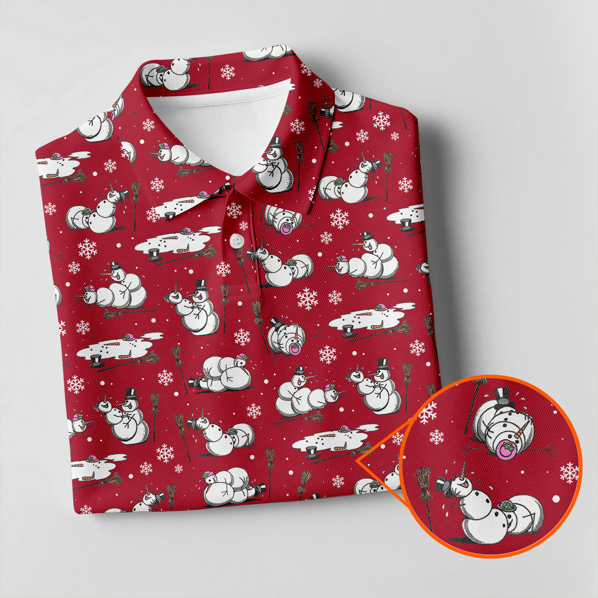 Funny Snowman Naughty Couple Red Golf Shirt, Christmas Golf Shirt, Golf Gift For Him, Polo ShirtFor Men