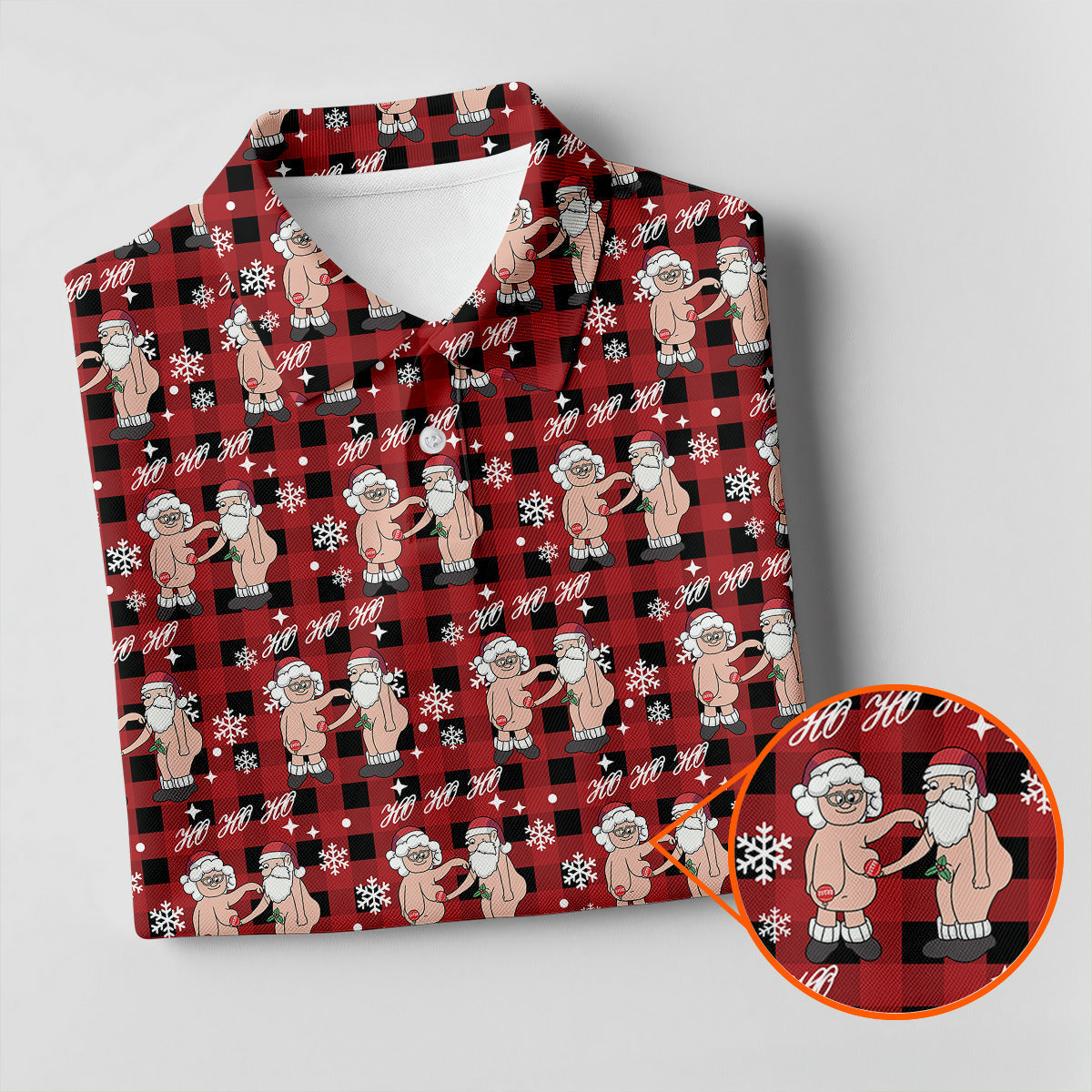 Ho Ho Ho Naughty Couple Funny Santa Christmas Golf Shirt, Fun Golf Shirts For Men, Polo Shirtor Men