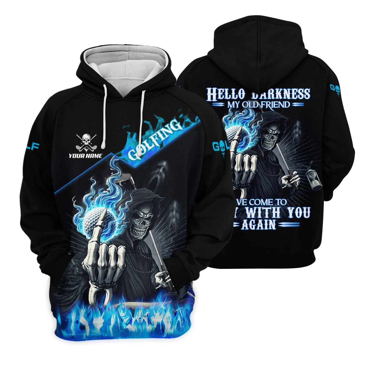 Hello Darkness My Old Friend Custom Men's Golf Polo ShirtHilarious Golf Shirt, Skeleton Golf Shirt