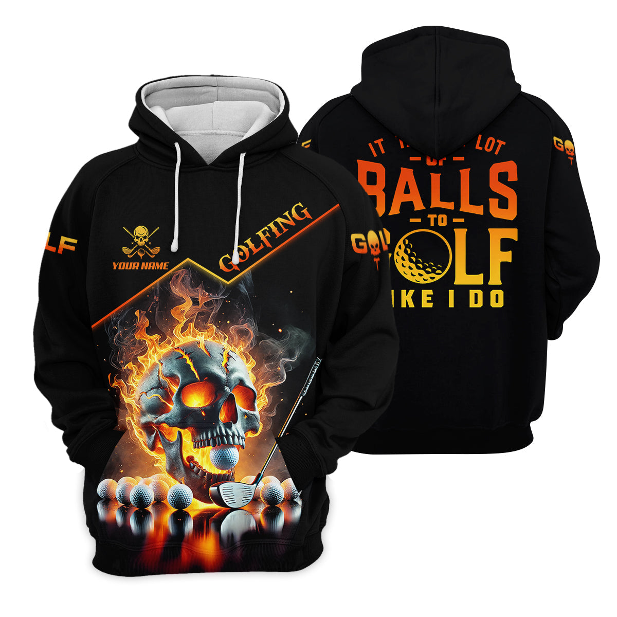 It Takes A Lot Of Balls To Golf Like I Do Custom Men's Golf Polo ShirtSkull Golf Shirt, Funny Golf Shirt