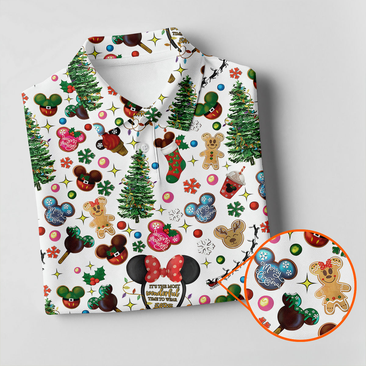 Christmas Cute Pattern Women Golf Top, Cartoon Print Ladies Golf Polos, Christmas Golf Shirt, Golfing Apparel
