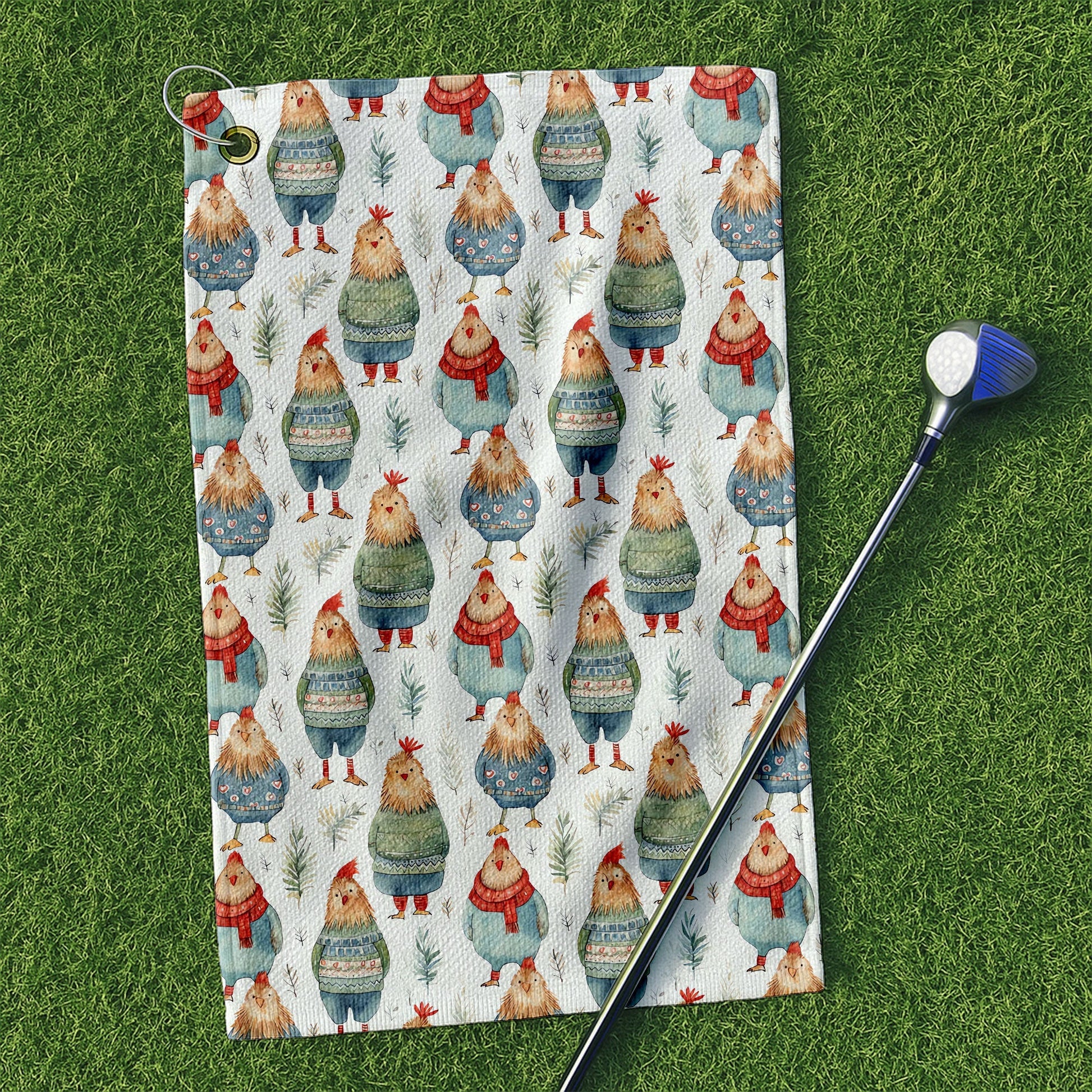 Chicken Cozy Funny Golf Towels, Golf Gift Ideas, Golfing Accessories, Christmas Golf Gift