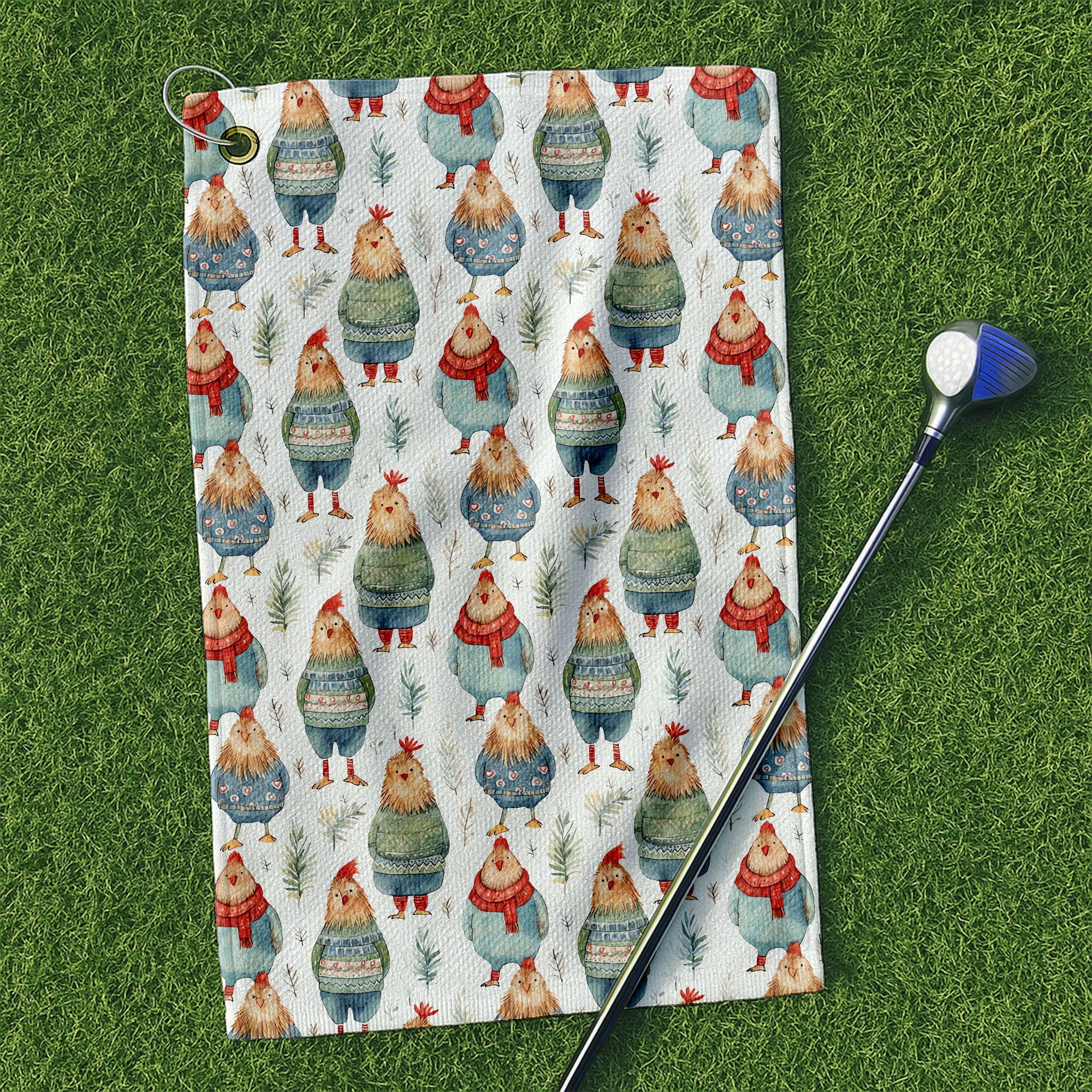 Chicken Cozy Funny Golf Towels, Golf Gift Ideas, Golfing Accessories, Christmas Golf Gift