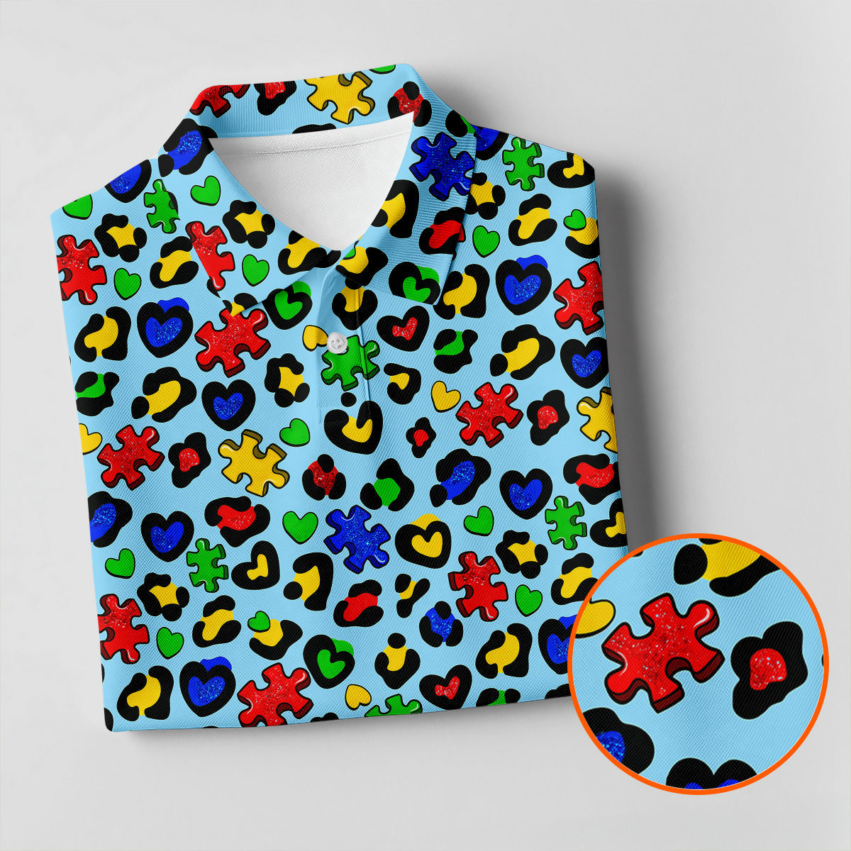 Autism Awareness Color Leopard Pattern Blue Golf Shirt, Women's Golf Tops, Ladies Golf Shirts, Ladies Golf Polos