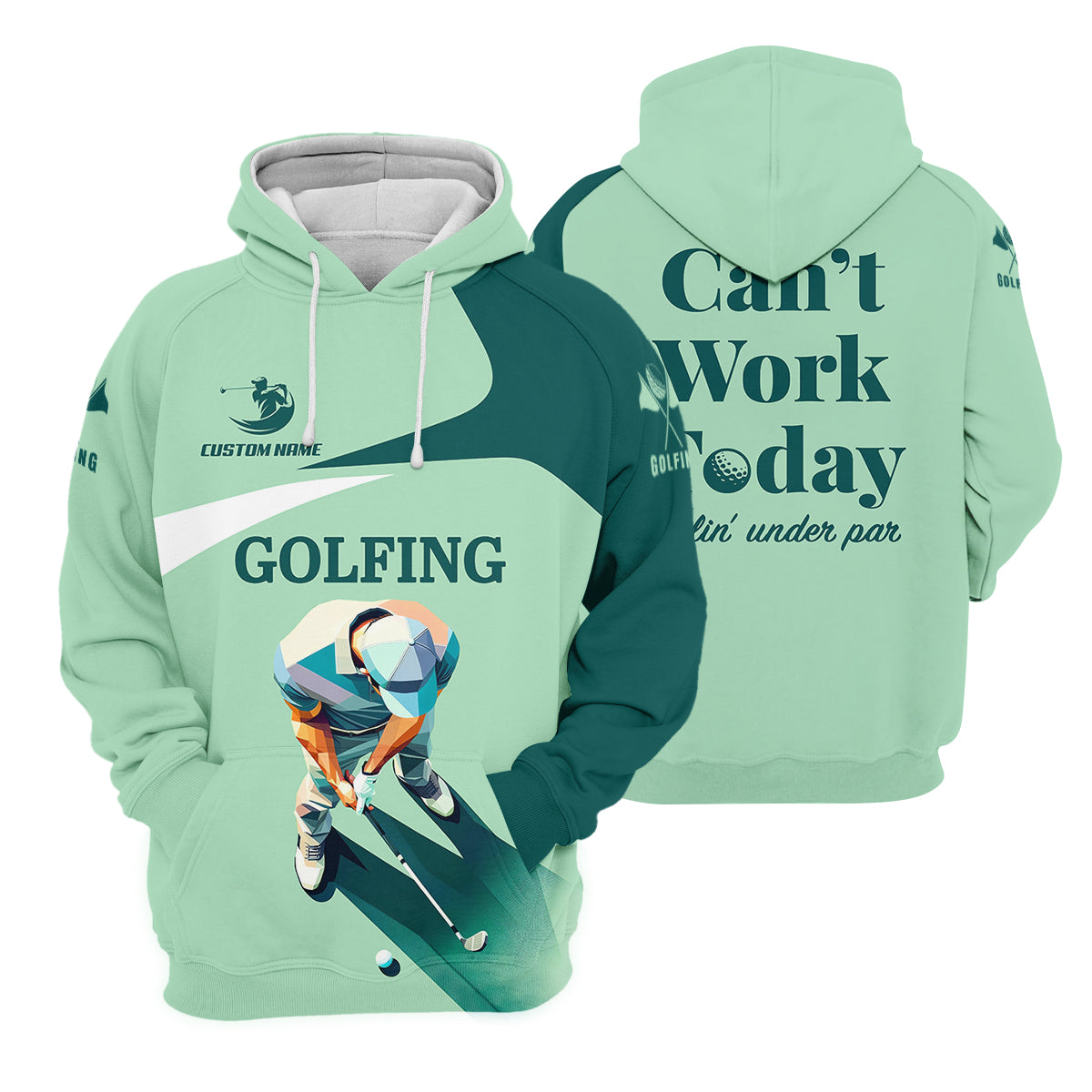 Can't Work Today Feelin Under Par Custom Men's Golf Polo Shirtunny Golf Shirt, Gift For Golfers