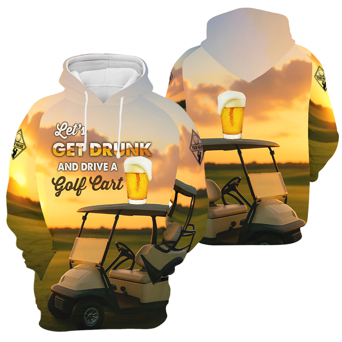 Let's Get Drunk And Drive A Golf Cart Personalized Men's Golf Polo ShirtChristmas Golf Gift
