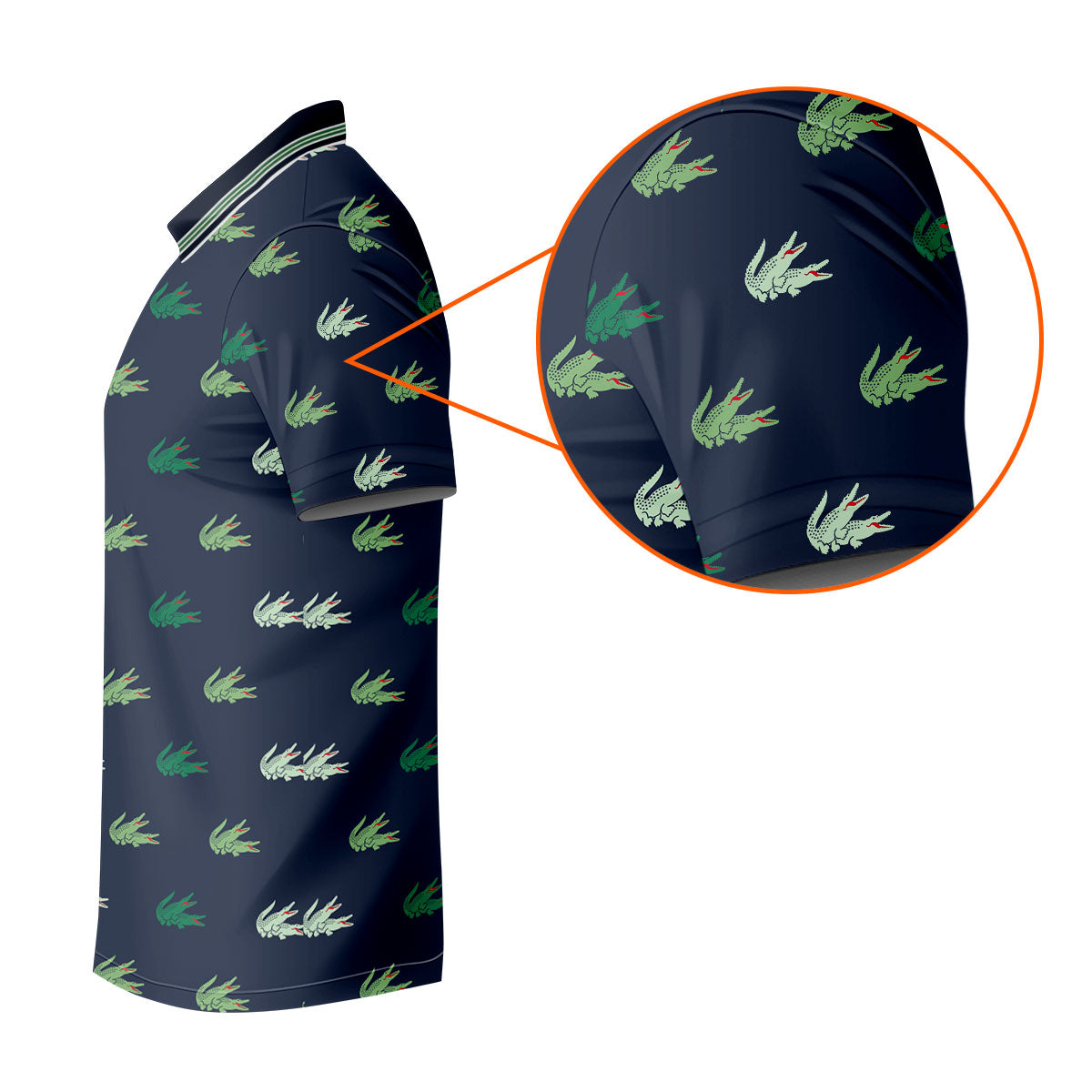 Navy Crocodile Pattern Golf Shirt, Mens Polo Shirt, Golf Shirts For Men, Performance Golf Shirt