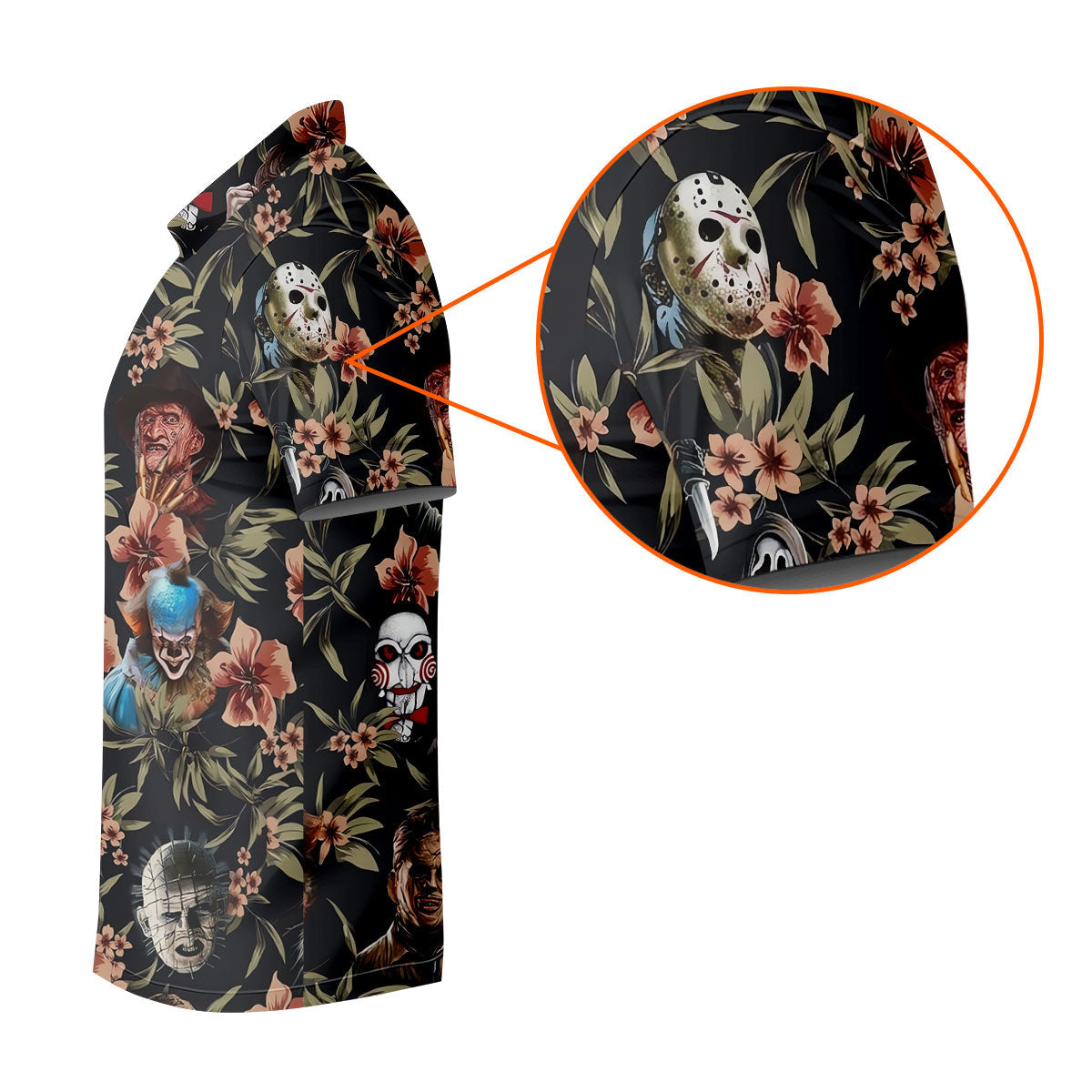 Dark Floral Horror Character Halloween Golf Shirt, Women’s Golf Polo, Printed Golf Shirt