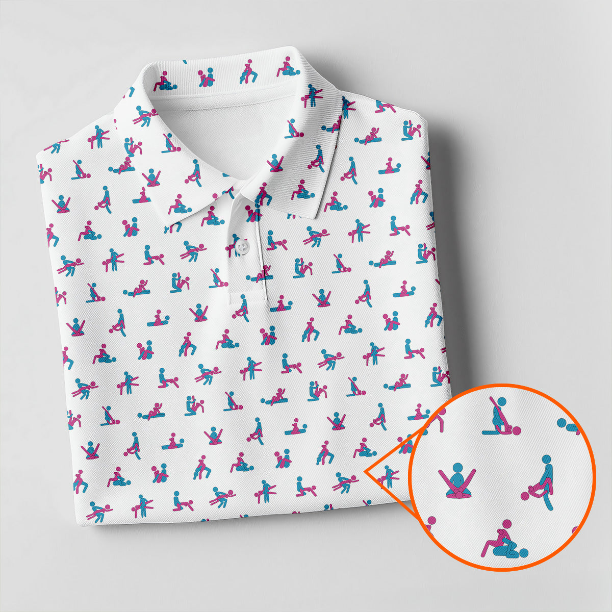 Blue And Pink Naughty Stick People White Golf Shirt, Ladies Golf Polos, Golf Gifts For Women