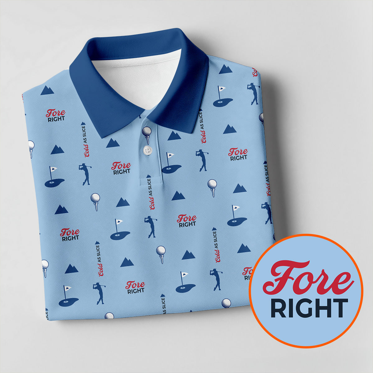 Fore Right Cold As Slice Golf And Beer Golf Shirts For Men, Polo Shirt Men, Golfing Apparel
