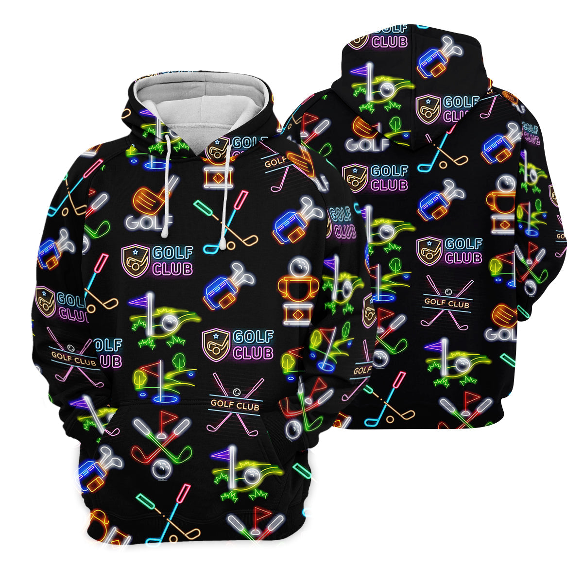 Neon Golf Clubs Men's Golf Polo ShirtFunny Golf Shirt, Dad Golf Gift, Christmas Golf Gift