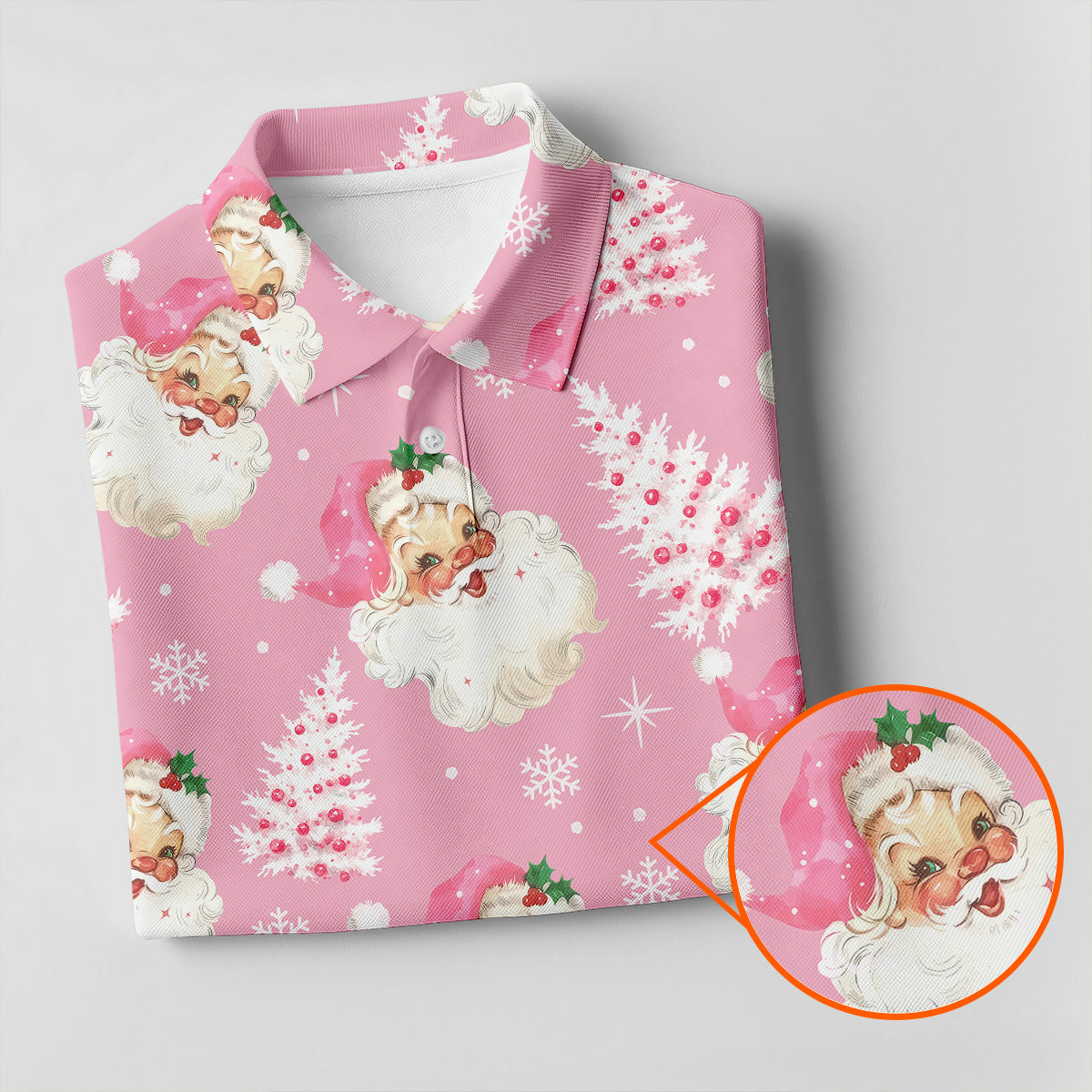 Pink Santa Claus Christmas Golf Shirt, Cute Golf Outfit, Women's Golf Tops, Golf Gift For Ladies