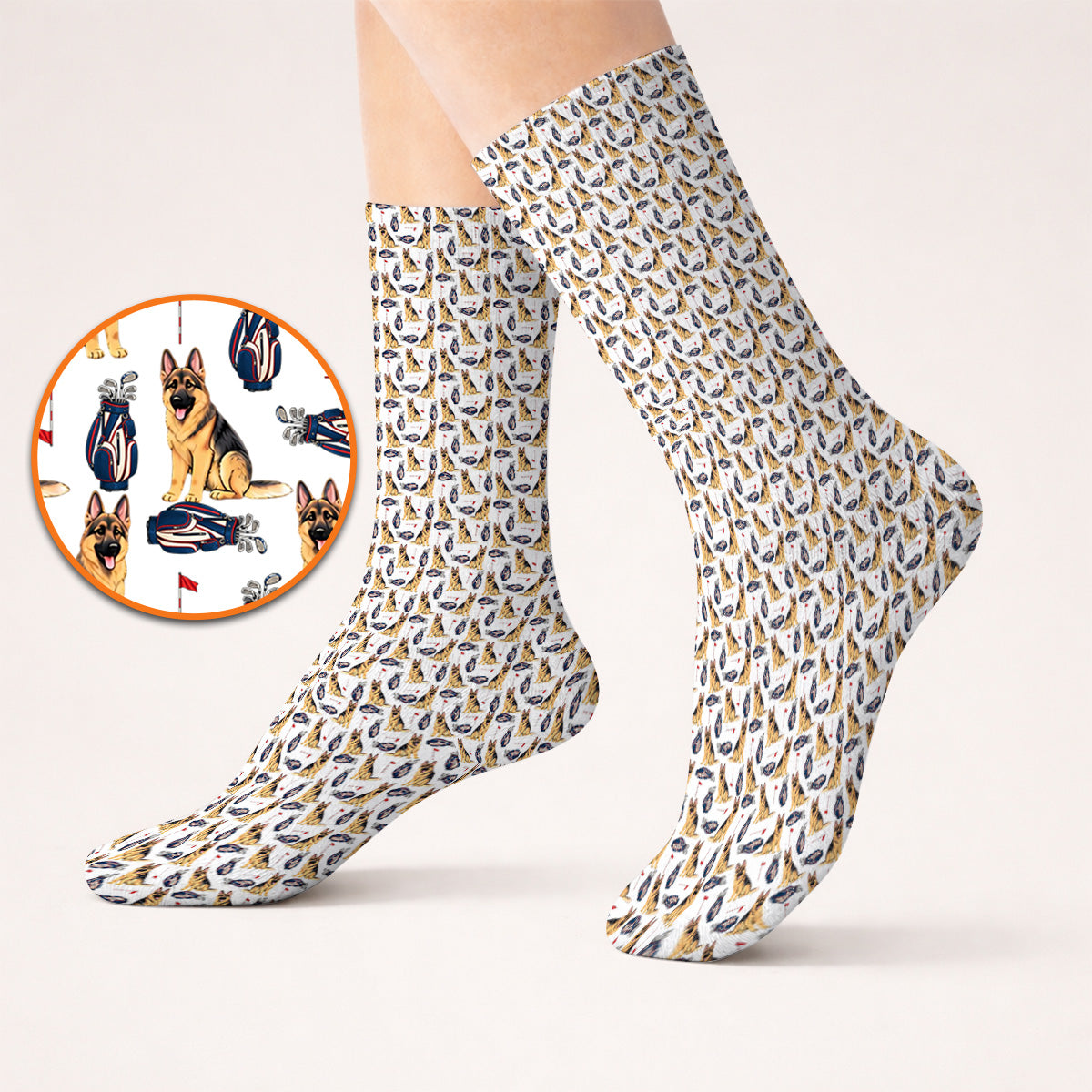 German Shepherd Golf Socks, Funny German Pattern Golf Sock, Golf Gift For Golfers