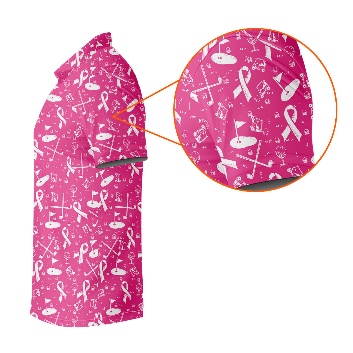 Awareness Ribbon Hot Pink Golf Shirt, Cancer Awareness Shirt, Ladies Golf Shirts, Golfing Apparel
