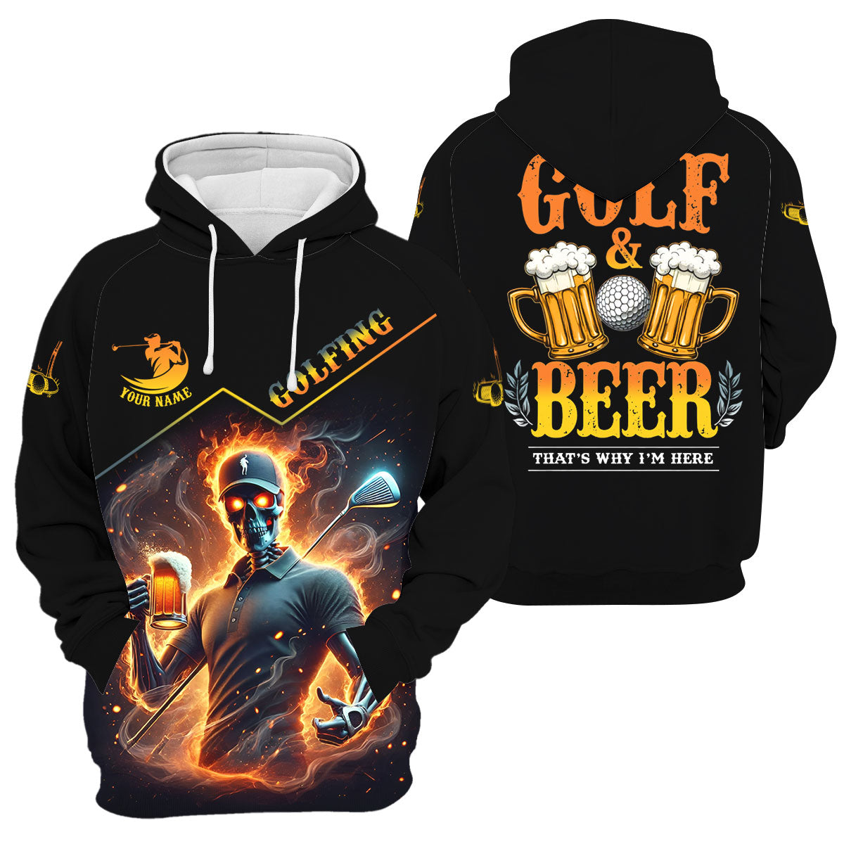 Golf And Beer Personalized Skull Golf Polo Shirtad Golf Gift, Christmas Golf Gift