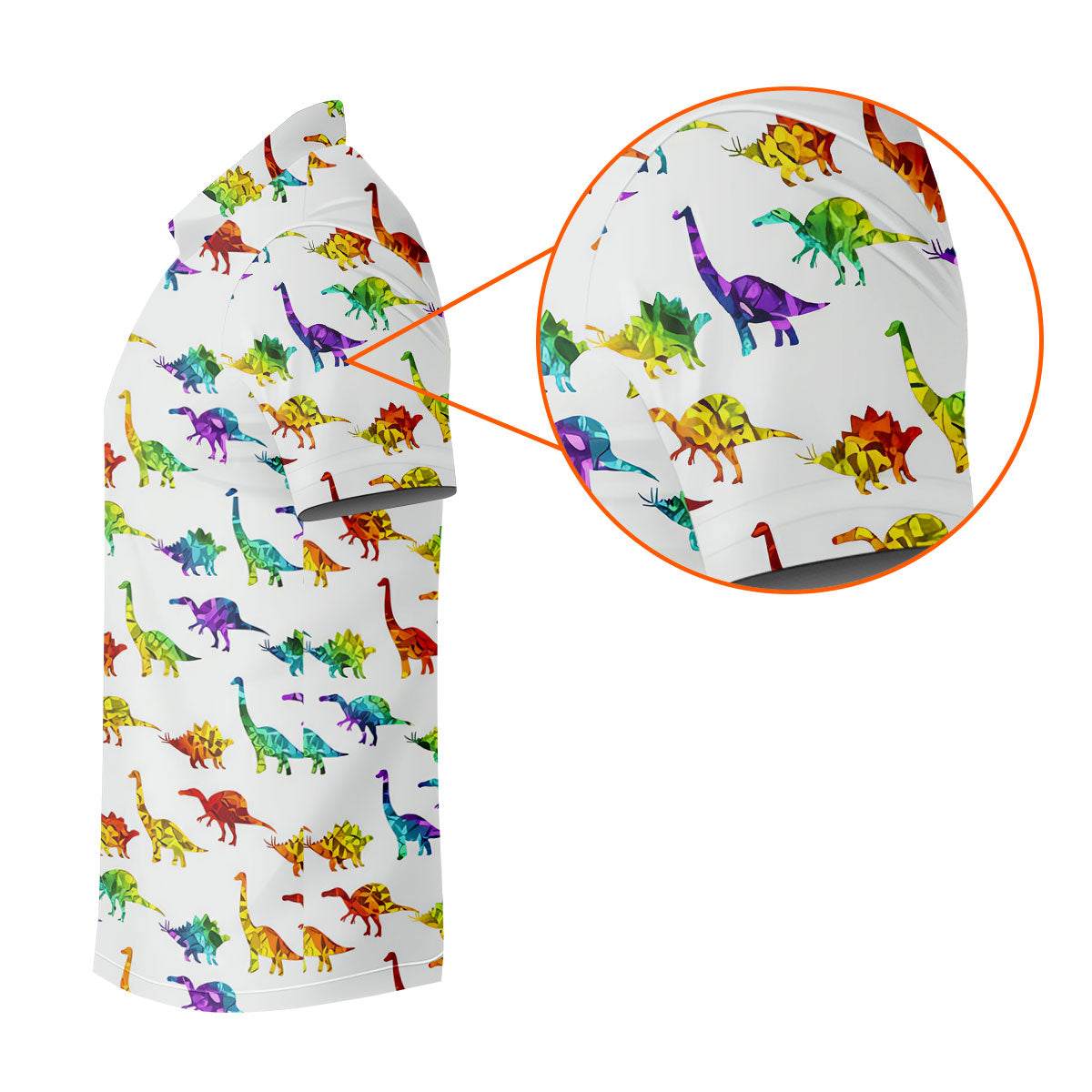 Colorful Dinosaur White Golf Shirt, Golf Tops For Men, Golf Shirts For Men, Polo ShirtFor Men