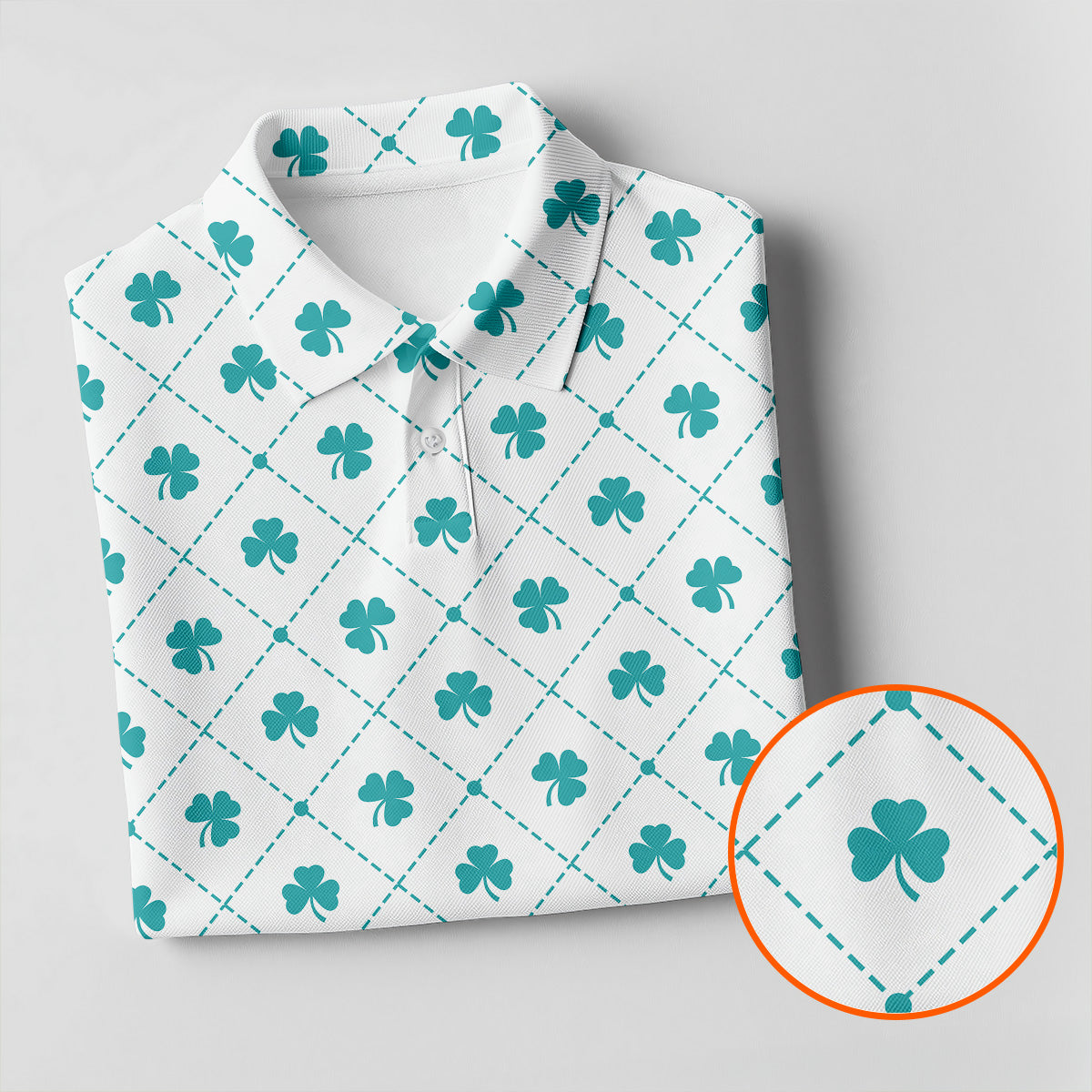 Grid Pattern Shamrock Golf Shirt, St Patrick's Day Golf Tops For Men, Golf Shirts For Men, Polo ShirtFor Men