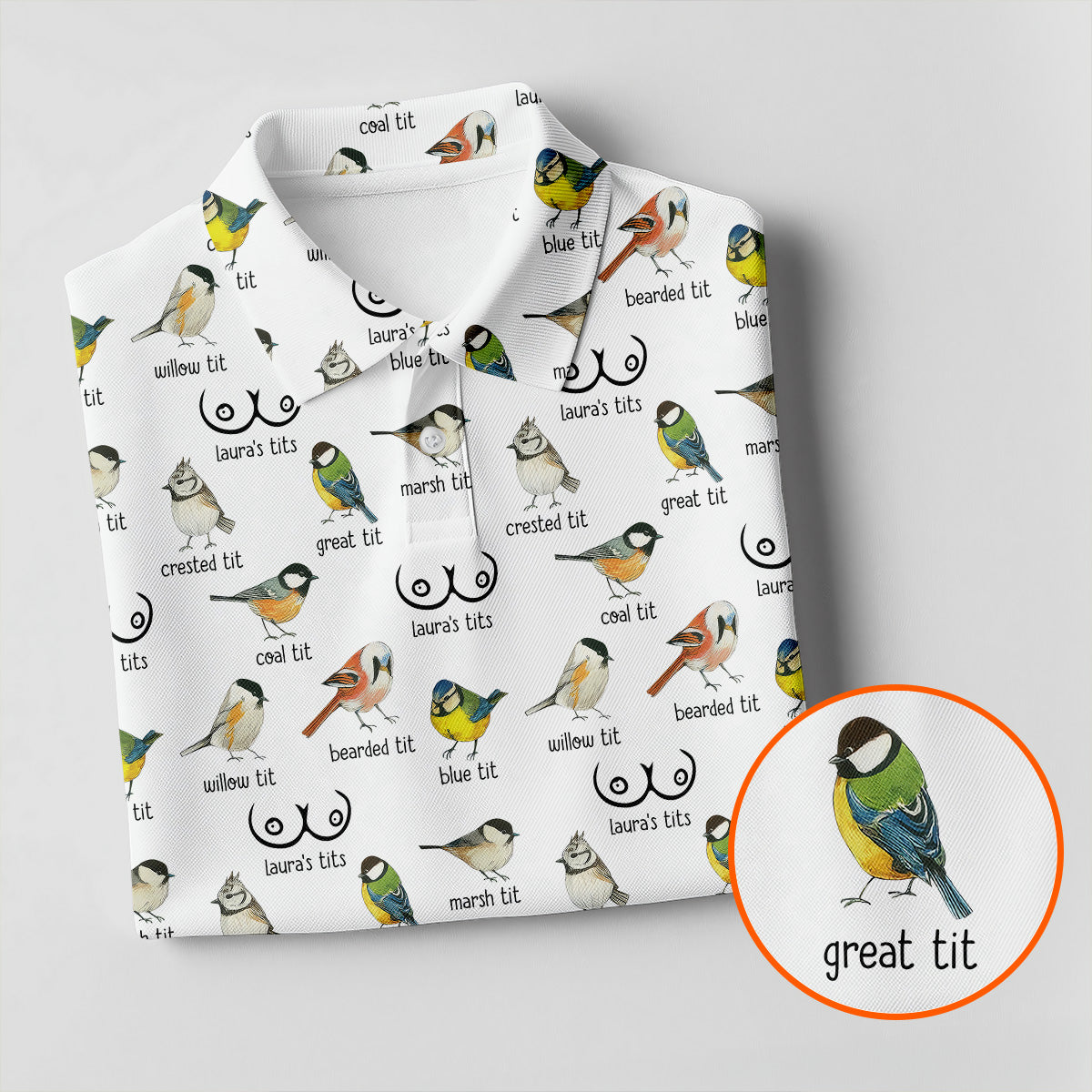Funny Birds Adult Humor Men's Golf Shirts, Men's Funny Golf Shirts, Polo Shirt Men
