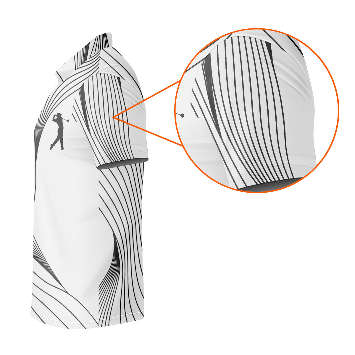 Geometric Line Wavy Line Black And White Golf Shirts For Men, Men's Golf Shirt, Polo ShirtFor Men
