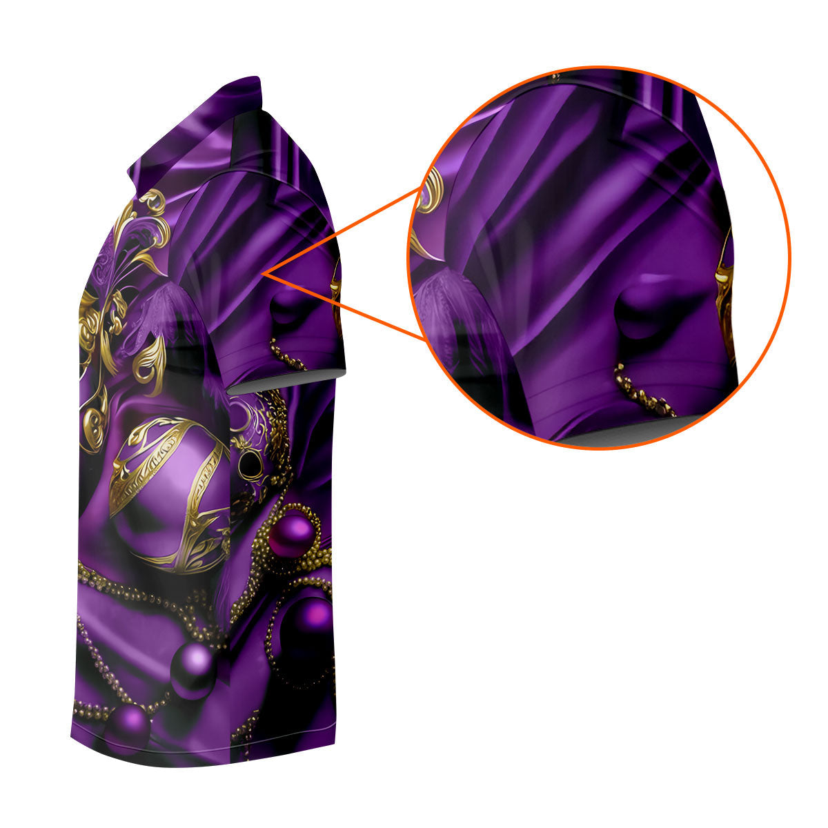 Mardi Gras Face Mask Purple Golf Shirt, Women's Golf Tops, Ladies Golf Polos, Women's Polo Shirt