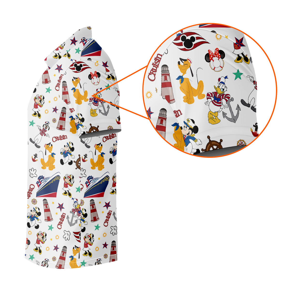 Cartoon Cruise Vacation Pattern Golf Polo Shirt, Hawaiian Golf Shirt, Golf Polo Shirts For Men