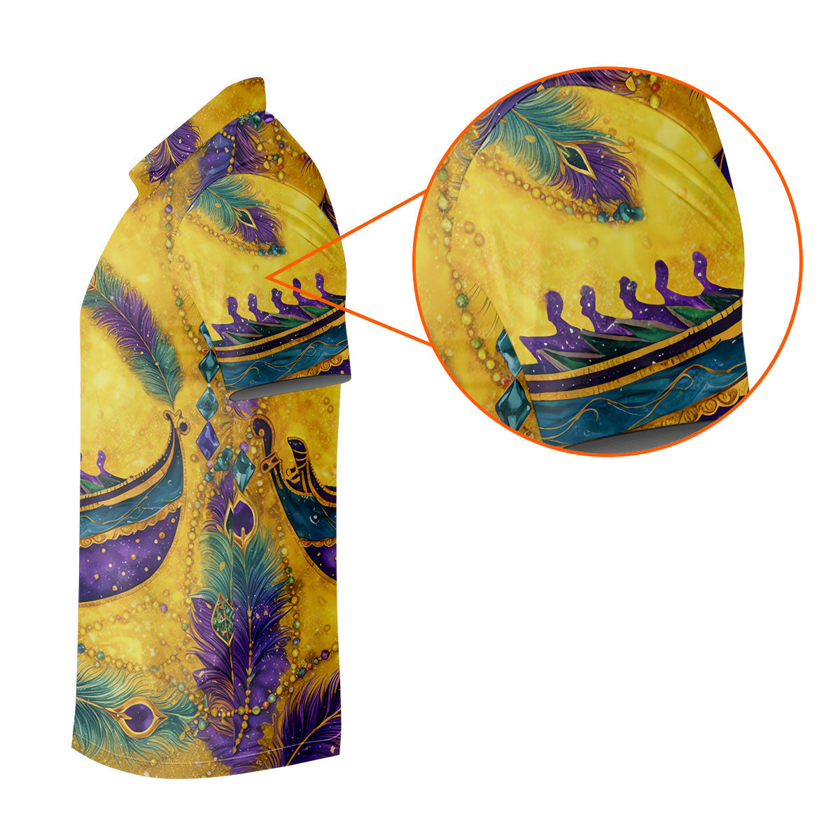 Mardi Gras Day Gradient Art Feather Print Retro Men's Golf Polo Shirt Golf Shirts For Men