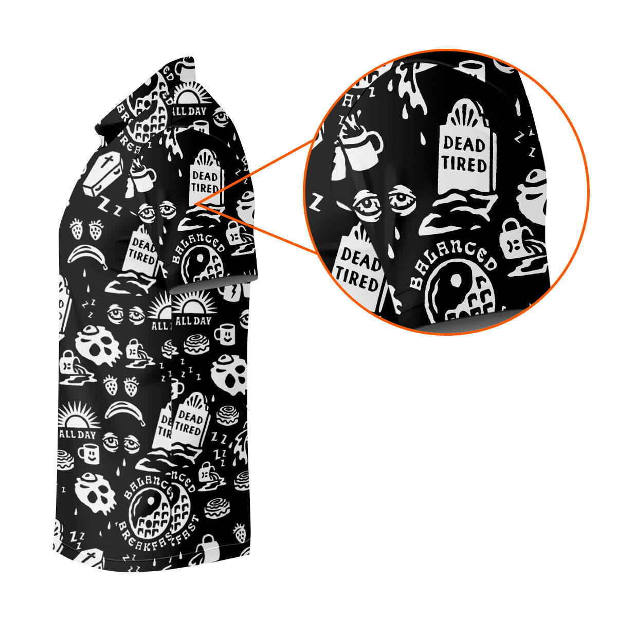 Dead Tired Coffee Breakfast Pattern Golf Shirt, Men's Golf Shirt, Golf Polo Shirts For Men