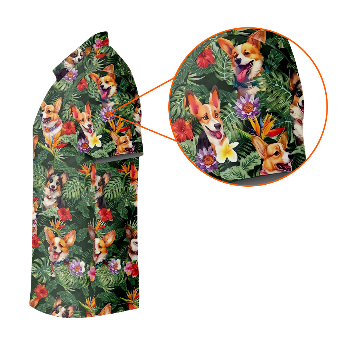 Tropical Corgi Dog Hawaiian Golf Polo Shirt, Hawaiian Golf Shirt, Golf Shirts For Men