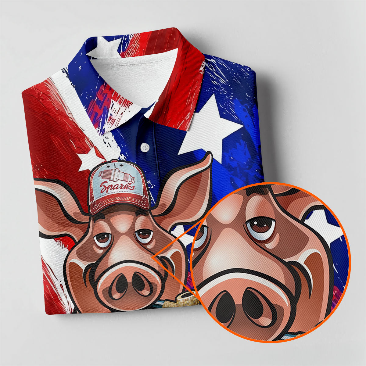 Patriotic American Flag Brush Strokes Funny BBQ 250th Anniversary Women's Polo Shirt, Ladies Golf Shirts