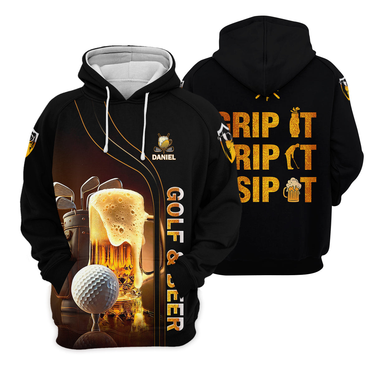 Grip It Rip It Sip It Golf Beer Shirt, Fun Golf Shirts For Men, Funny Golf Polo ShirtDad Golf Gifts