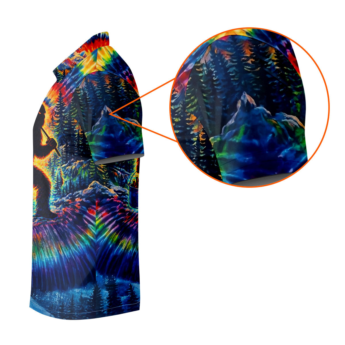 Tie Dye Bigfoot Fishing Forest Golf Shirt, Mens Golf Apparel, Printed Golf Shirts