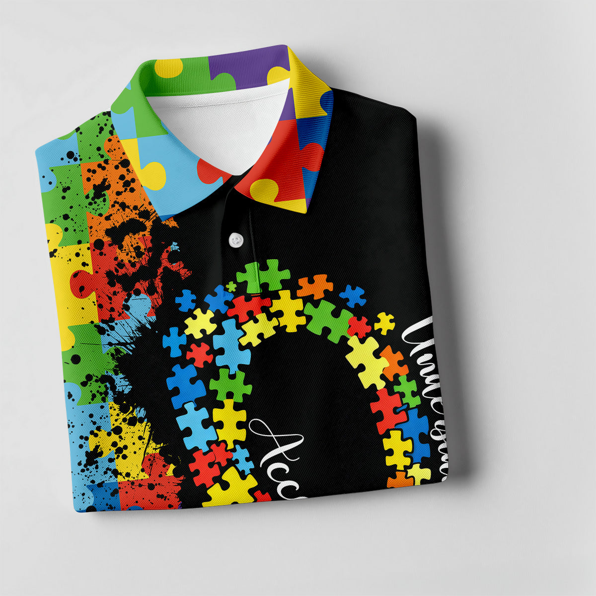 Accept Love Understand Autism Awareness Colors Autism Ribbon Women's Golf Tops, Ladies Golf Polos