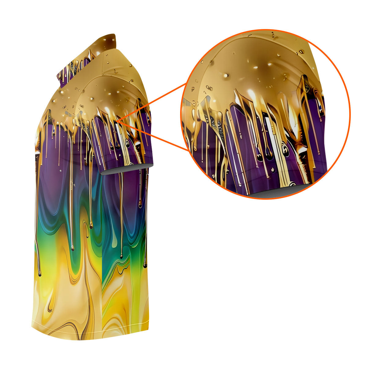 Purple Green Gold Dripping Effect Mardi Gras Golf Shirt, Women's Golf Shirts, Ladies Golf Polos